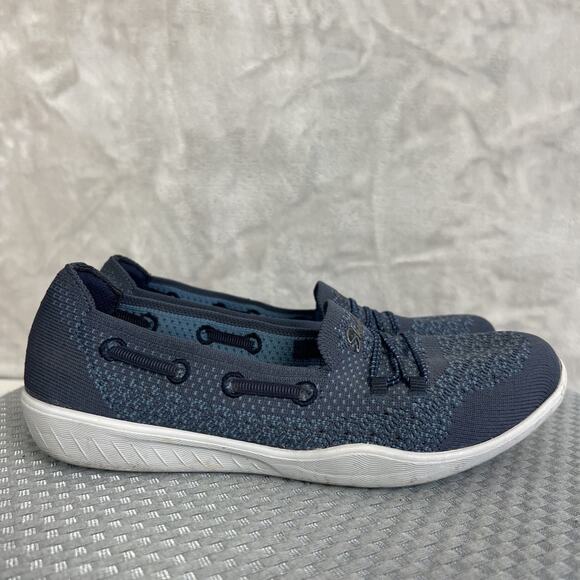 Skechers Newbury St Slip On Shoes Womens 8 Blue Knit Air Cooled Comfort Casual - Picture 4 of 12